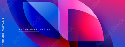 Abstract fluid shapes blend vibrant blues, pinks, purples. Modern design features overlapping layers, creating dynamic visual effect.