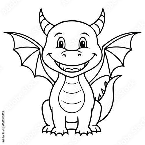 dragon cartoon line illustration vector 