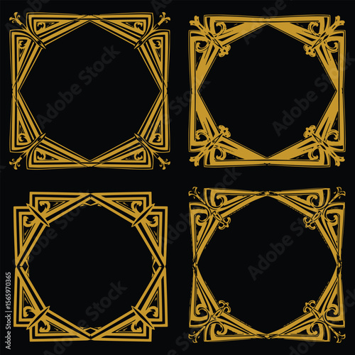 Flawless Gold Floral Borders Decorative Collection Perfect Art Collection