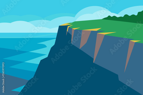 Majestic Coastal Cliffs A Stunning Oceanside Landscape Illustration