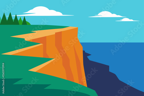 Majestic Coastal Cliffs A Stunning Illustration of Oceanside Cliffs and Dramatic Landscape