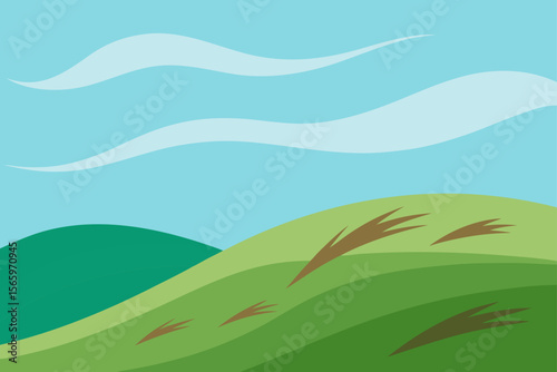 Serene Rolling Hills Landscape A Gentle Breeze Across Green Pastures
