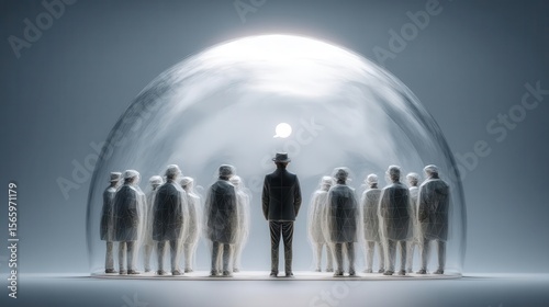 Figures under protection dome
