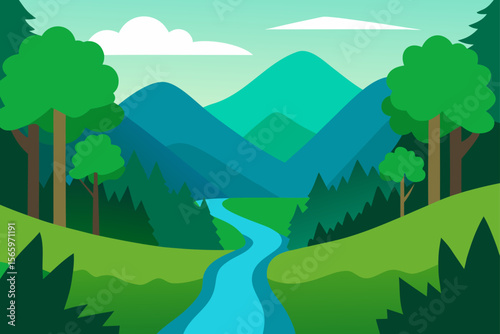 Serene Mountain River Landscape A Picturesque Nature Scene