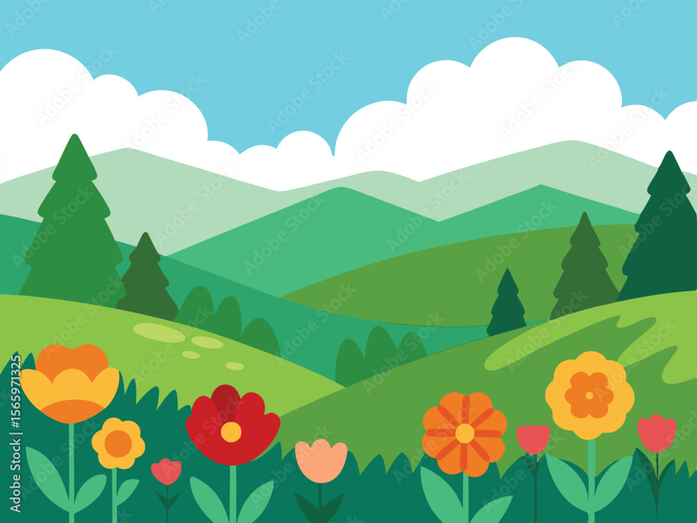 Fototapeta premium summer landscape with mountains
