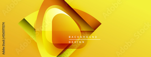 Bright yellow abstract design. Overlapping shapes create dynamic visual effect. Modern, vibrant, gradient colors present.