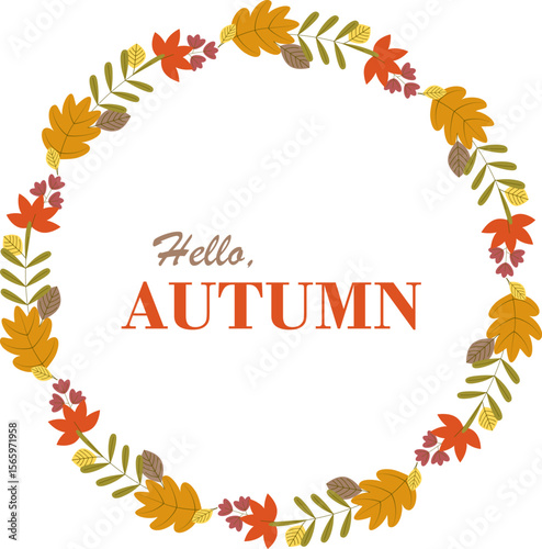 Autumn wreath vector illustration element.