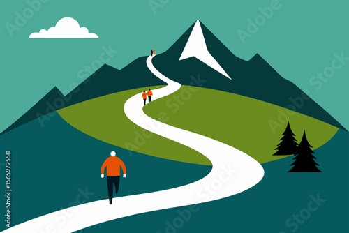 Reaching the Summit A Winding Path to Success and Teamwork