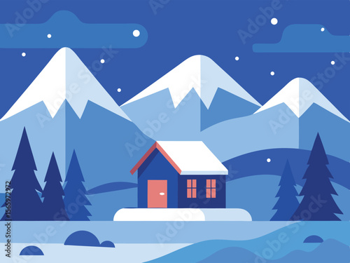 winter landscape with house