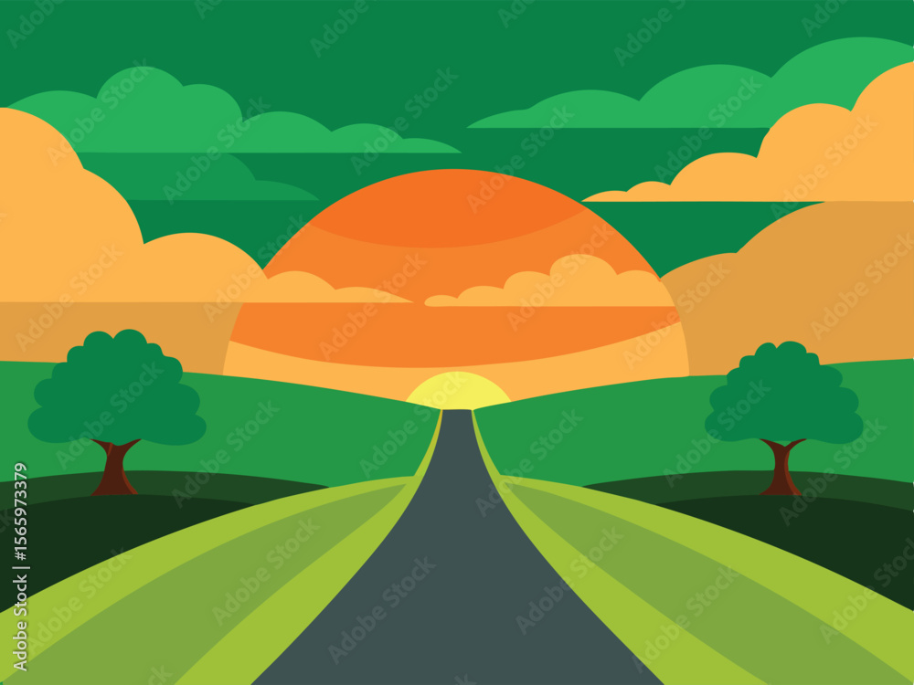 Obraz premium landscape with trees and hills