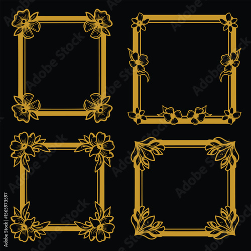 Ornate Gold Floral Frames Premium Decorative Set Packs Elaborate Motifs