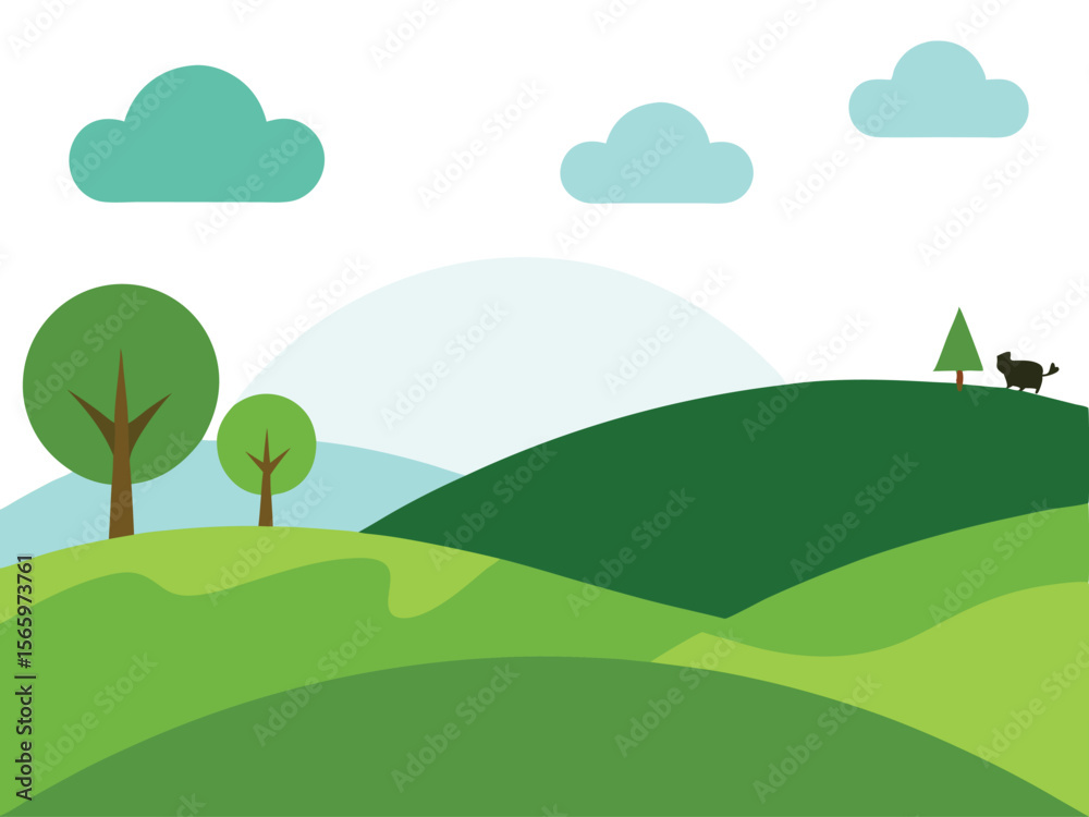 Obraz premium landscape with trees and clouds