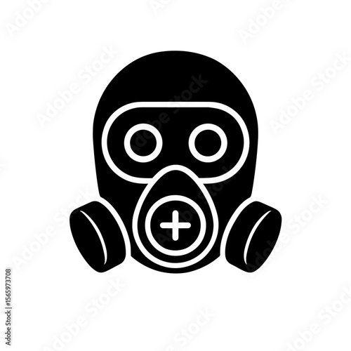 Advanced gas mask icon for toxic hazard protection — solid version