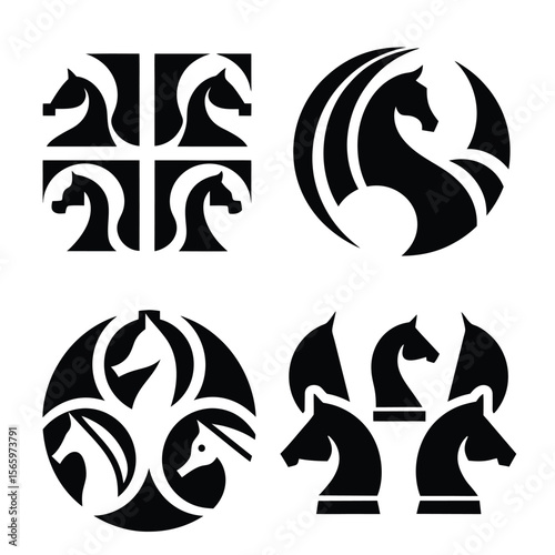 Elegant Horse Head Logo Designs Vector Icons & Symbolic Art