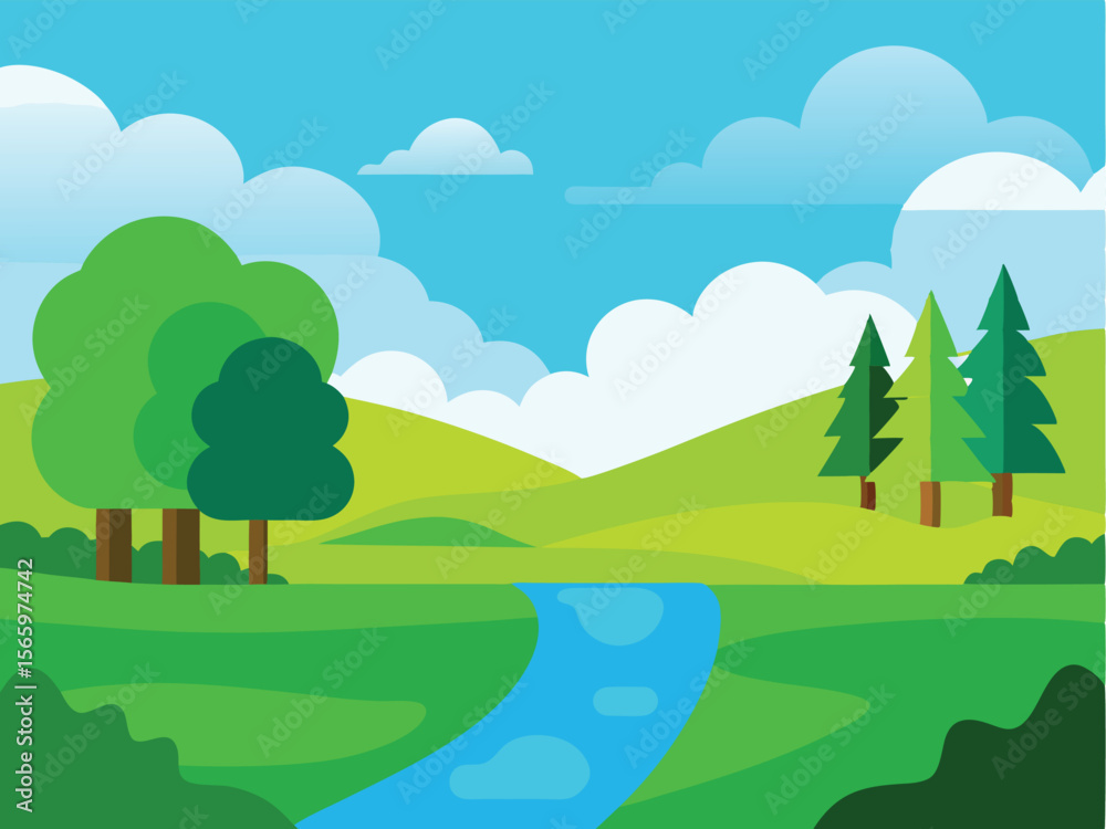 Obraz premium landscape with trees and mountains