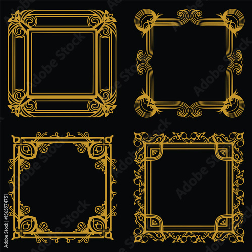 Opulent Gold Floral Borders Decorative Collection High Quality Premium