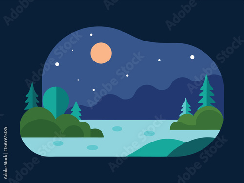 vector illustration of a night landscape
