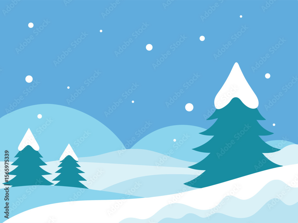 Fototapeta premium winter landscape with trees and snow