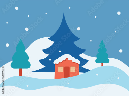 winter landscape with house