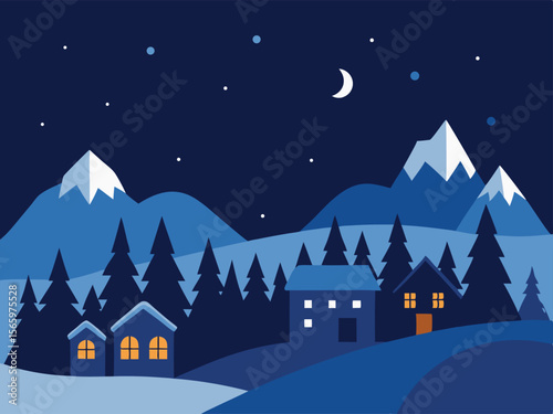 winter landscape with houses
