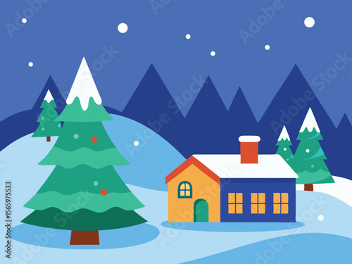 winter landscape with christmas tree