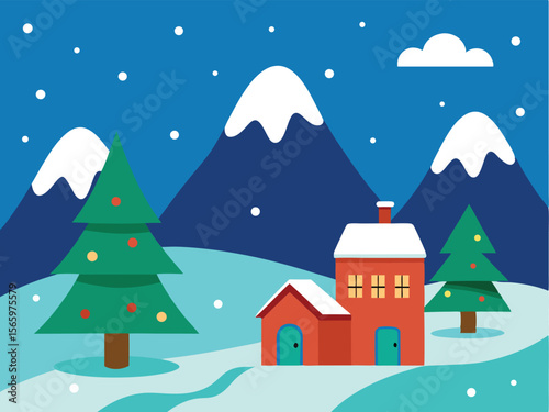 winter landscape with house
