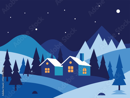 winter landscape with houses