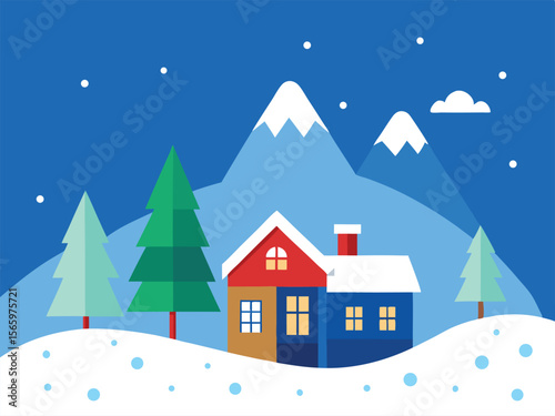 winter landscape with house
