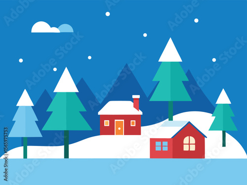 winter landscape with christmas tree