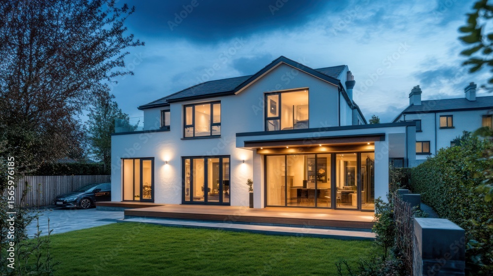 Obraz premium Modern house at twilight (2)