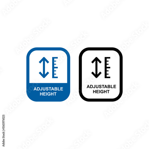 Adjustable height icon with arrows and ruler. Ideal for furniture, ergonomic products, and customizable items. Vector.
