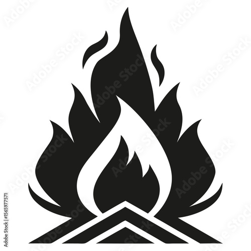 Burning bonfire cartoon vector icon illustration on white background