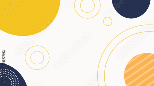 Modern abstract geometric background with circles in yellow and navy colors
