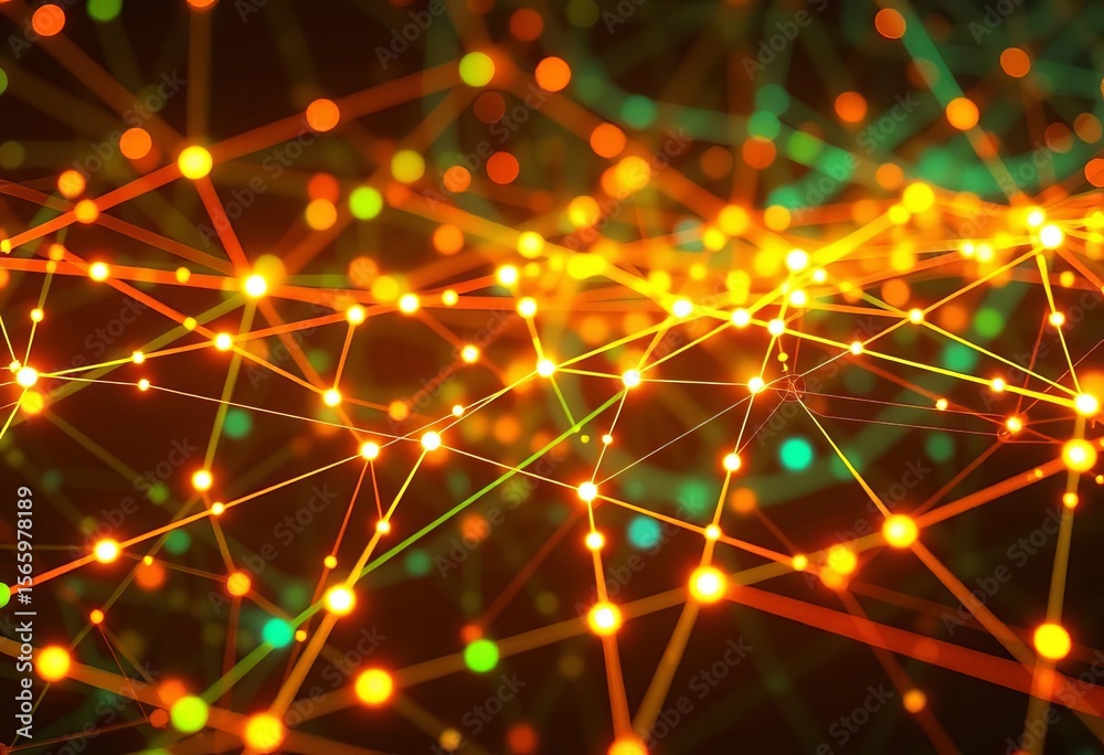 Fototapeta premium Abstract digital network, glowing nodes and lines forming complex patterns , innovation, tech