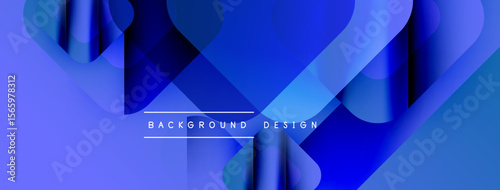 Abstract blue design. Overlapping shapes create dynamic visual effect. Gradient colors suggest depth, modern aesthetic.