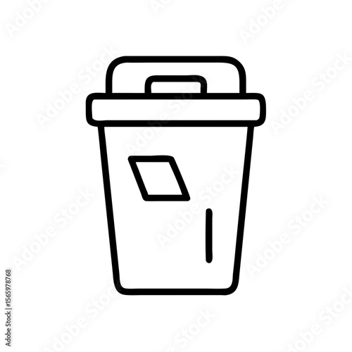 Trash bin icon in minimalistic design on white background  