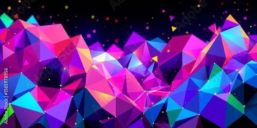 Abstract colorful geometric shapes forming a digital landscape, ideal for marketing and tech concepts,  innovation,  marketing campaign