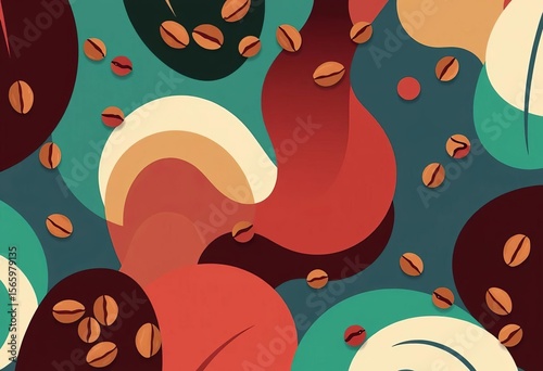 Abstract coffee bean vector patterns, trendy hipster style posters,  abstract,  beans