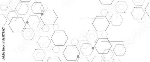 Vector geometric hexagons shape digital technology concept background 