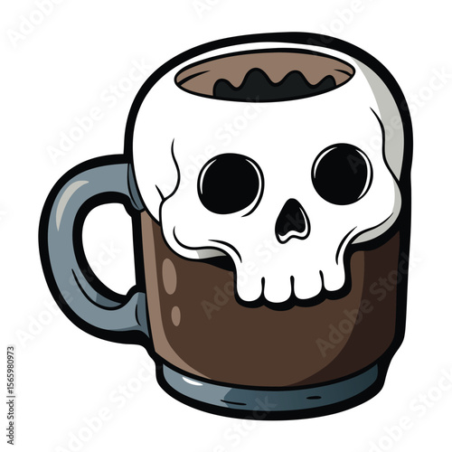 Spooky Skull Coffee Mug with Dark Beverage	
