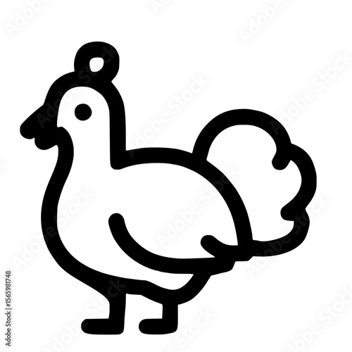 Simple Outline Style Domestic Chicken Bird Farm Animal Icon