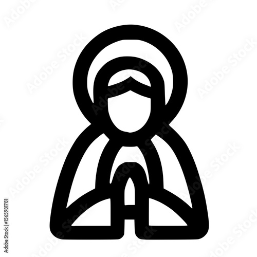 Outline Simple Style Praying Virgin Mary Sign Shape Icon Illustration