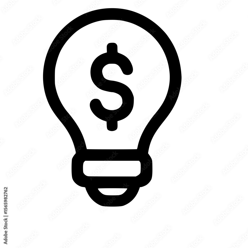 Minimalist Outline Light Bulb with Dollar Sign Business Finance Icon Minimalist Outline Light Bulb with Dollar Sign Business Finance Icon