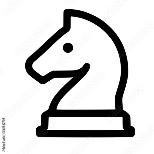 Minimalist Outline Chess Knight Piece Symbol Sign Line Art Icon