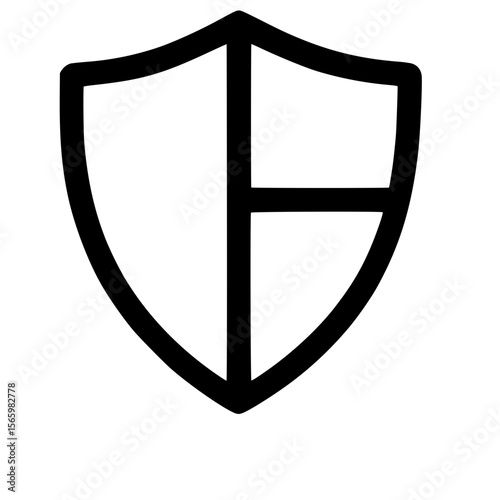 Minimalist Outline Geometric Shield Emblem Symbol Graphic Security Icon