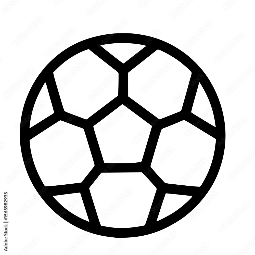 Obraz premium Simple Outline Round Soccer Ball Icon Graphic Sport Symbol