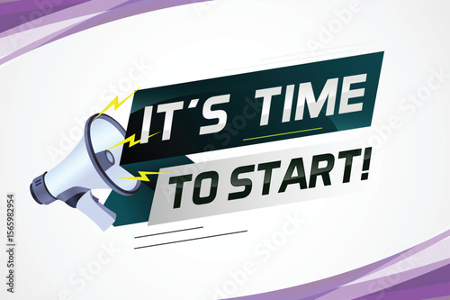 It's time to start word concept vector illustration with megaphone and 3d style, landing page, template, ui, web, mobile app, poster, banner, flyer, background, gift card, coupon, label, wallpaper 