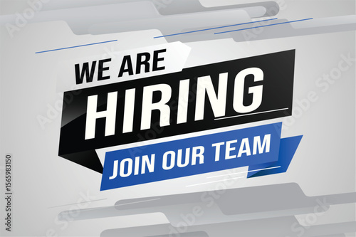 hiring recruitment Join now design for banner poster We are hiring lettering with geometric shapes lines. Vector illustration typographic. Open vacancy design template modern concept 
