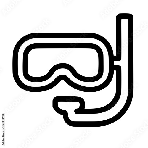 Minimalist Line Art Scuba Diving Mask Equipment Symbol Icon
