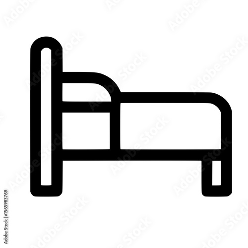 Line Art Simple Bed Single Icon Rest Sleep Furniture